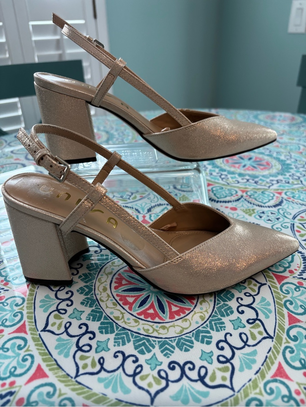 Unisa Metallic Gold Strappy Heels 7